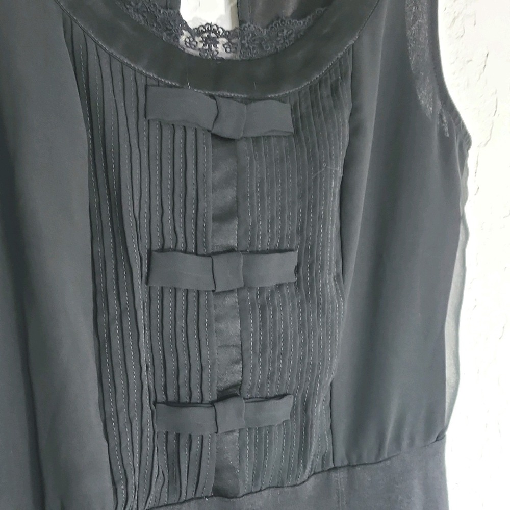 American Eagle Outfitters Black Lined Sheer Sheath Dress S/P Lace Accents - Picture 5 of 7